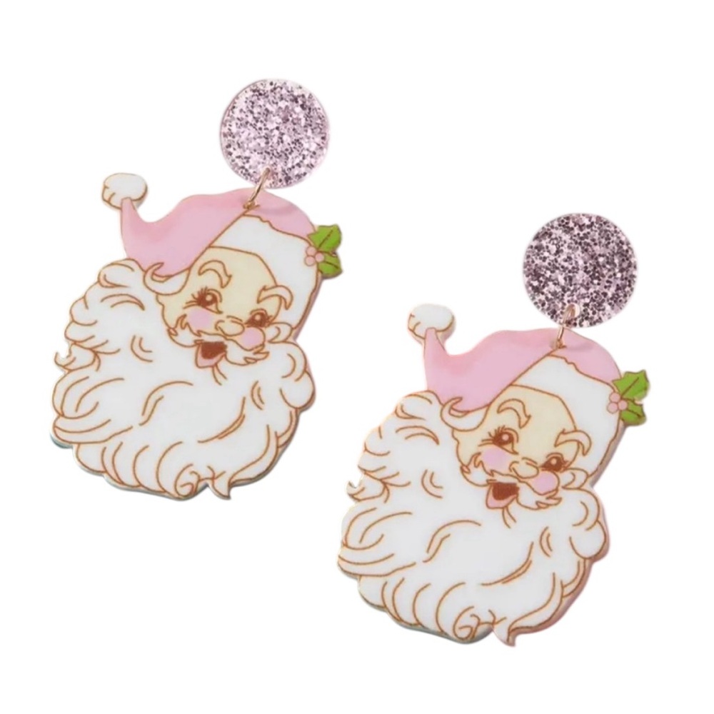 Pink Santa Claus Dangle Earrings
